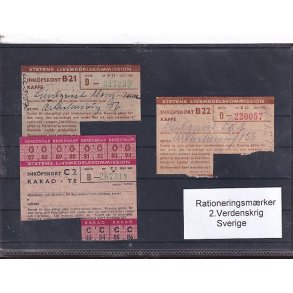 Rationeringsmrker - 2. Verdenskrig - Sverige