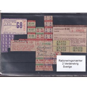 Rationeringsmrker - 2. Verdenskrig - Sverige