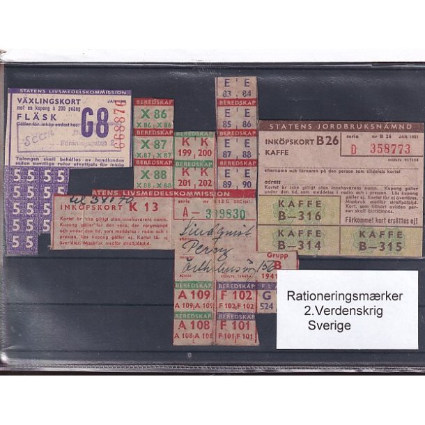 Rationeringsmrker - 2. Verdenskrig - Sverige
