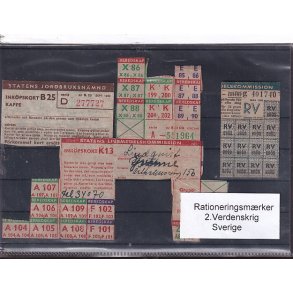 Rationeringsmrker - 2. Verdenskrig - Sverige