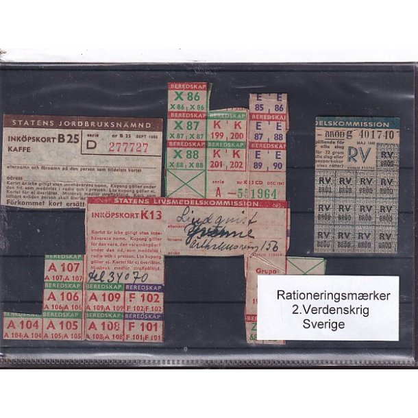 Rationeringsmrker - 2. Verdenskrig - Sverige