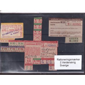 Rationeringsmrker - 2. Verdenskrig - Sverige