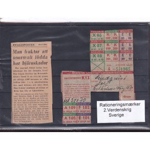 Rationeringsmrker - 2. Verdenskrig - Sverige