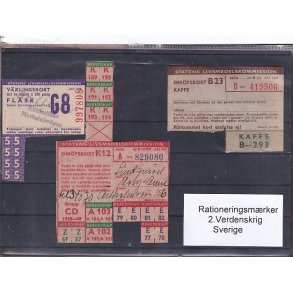 Rationeringsmrker - 2. Verdenskrig - Sverige