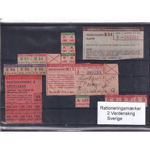 Rationeringsmrker - 2. Verdenskrig - Sverige