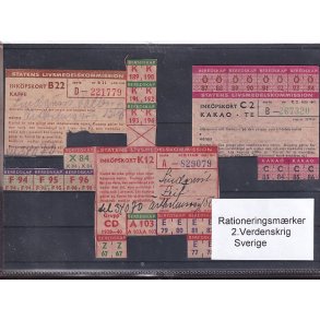 Rationeringsmrker - 2. Verdenskrig - Sverige