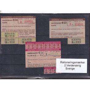 Rationeringsmrker - 2. Verdenskrig - Sverige