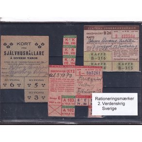Rationeringsmrker - 2. Verdenskrig - Sverige