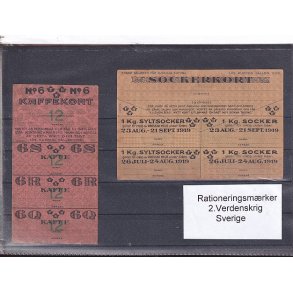 Rationeringsmrker - 2. Verdenskrig - Sverige