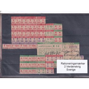 Rationeringsmrker - 2. Verdenskrig - Sverige
