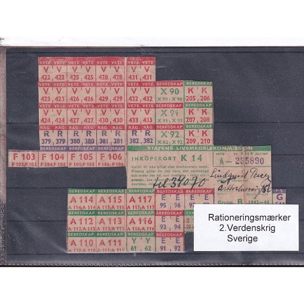 Rationeringsmrker - 2. Verdenskrig - Sverige