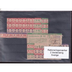 Rationeringsmrker - 2. Verdenskrig - Sverige