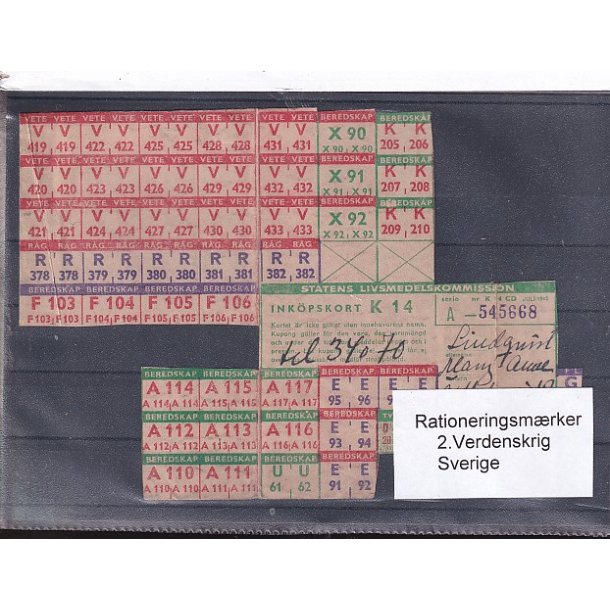 Rationeringsmrker - 2. Verdenskrig - Sverige