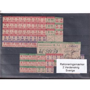 Rationeringsmrker - 2. Verdenskrig - Sverige
