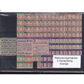 Rationeringsmrker - 2. Verdenskrig - Sverige
