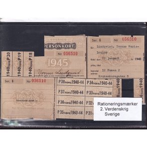 Rationeringsmrker - 2. Verdenskrig - Sverige