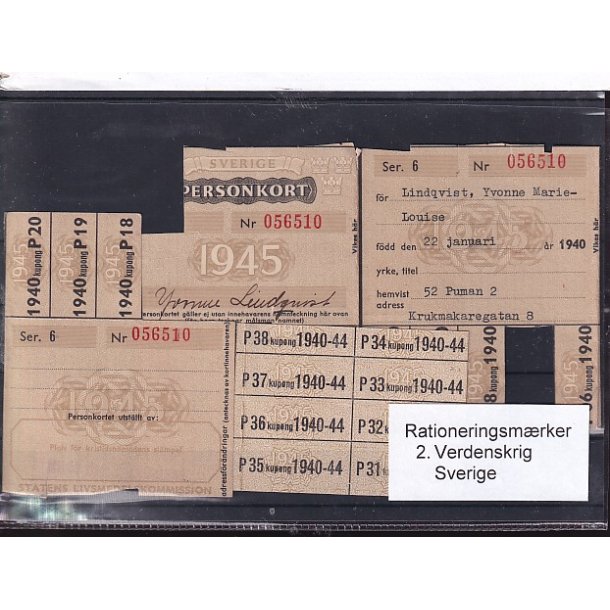 Rationeringsmrker - 2. Verdenskrig - Sverige