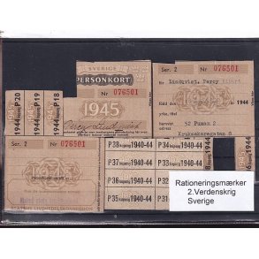 Rationeringsmrker - 2. Verdenskrig - Sverige