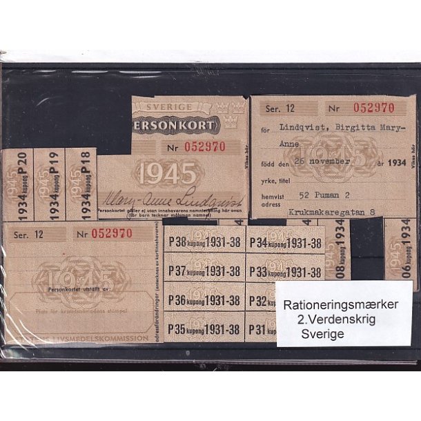 Rationeringsmrker - 2. Verdenskrig - Sverige