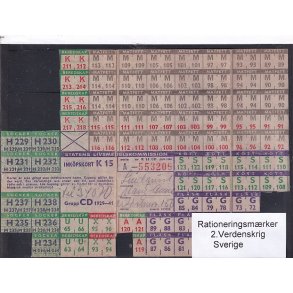 Rationeringsmrker - 2. Verdenskrig - Sverige