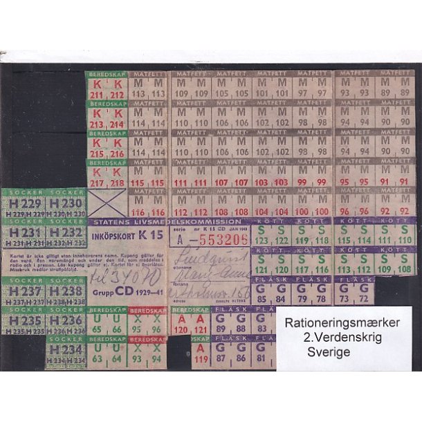 Rationeringsmrker - 2. Verdenskrig - Sverige