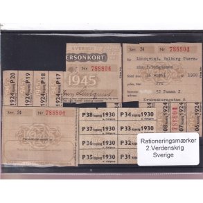 Rationeringsmrker - 2. Verdenskrig - Sverige