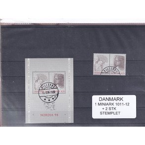 Danmark - Miniark 1011-12  + enkeltmrker - Stemplet