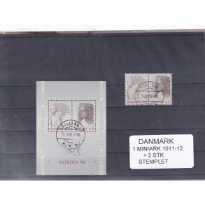 Danmark - Miniark 1011-12  + enkeltmrker - Stemplet