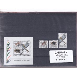 Danmark - Miniark 1355  + enkeltmrker - Stemplet
