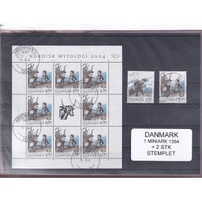 Danmark - Miniark 1384  + enkeltmrker - Stemplet