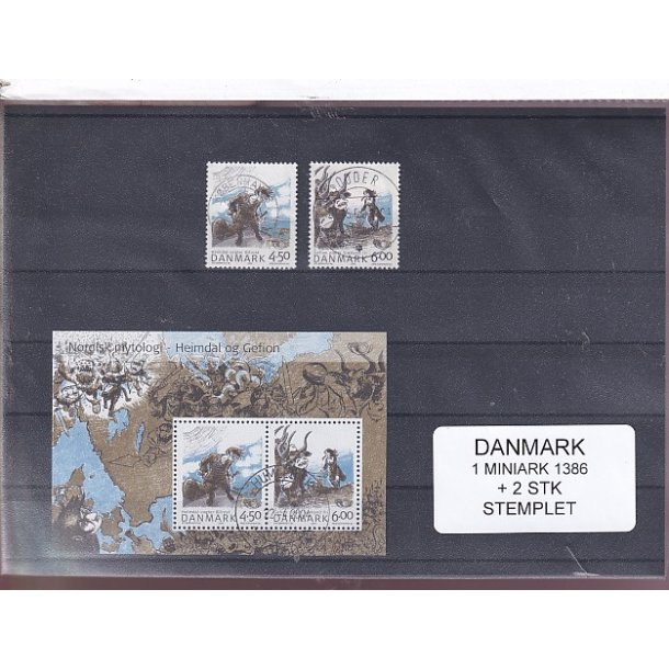 Danmark - Miniark 1386  + enkeltmrker - Stemplet