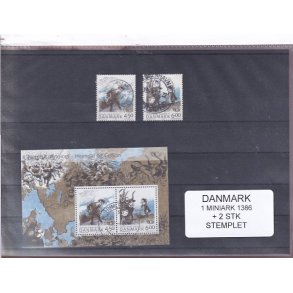 Danmark - Miniark 1386  + enkeltmrker - Stemplet