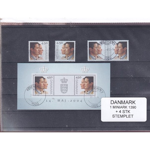 Danmark - Miniark 1390  + enkeltmrker - Stemplet