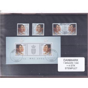 Danmark - Miniark 1390  + enkeltmrker - Stemplet