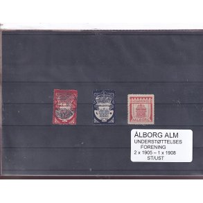 lborg Alm. Understttelses Forening - 2x1905 - 1x 1908 - Stemplet/Ustemplet