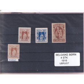 Belgiske Brn - 1916 - Velgrenhed - 4 Stk. - Ubrugt