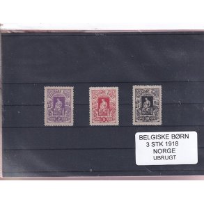 Belgiske Brn - 1918 - Norge - Velgrenhed - 3 Stk. - Ubrugt