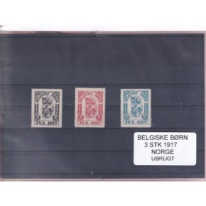 Belgiske Brn - 1917 - Norge - Velgrenhed - 3 Stk. - Ubrugt