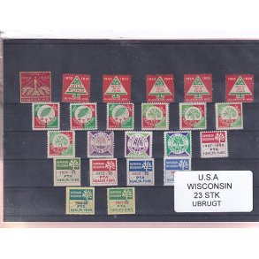 U.S.A. - Wisconsin - Velgrenhed - 23 Stk. - Ubrugt