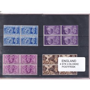 England - OL. 1948 - 4 Stk. 4 Blokke -  Postfrisk