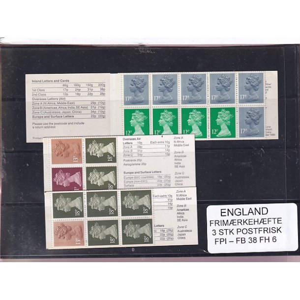 England - Frimrkehfte - 3 Stk. Postfrisk