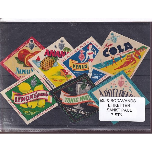 �l og Sodavands Etiketter - Sankt Paul - 7 Stk.