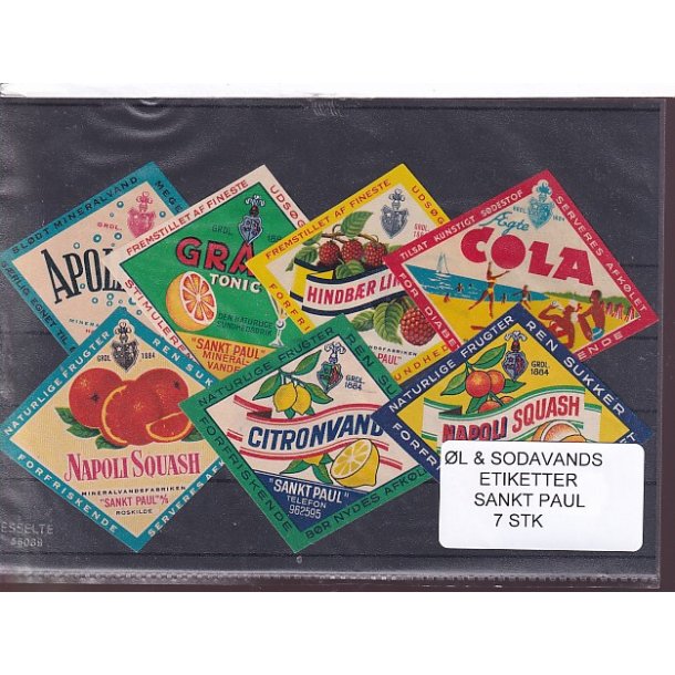 �l og Sodavands Etiketter - Sankt Paul - 7 Stk.
