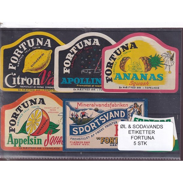 �l og Sodavands Etiketter - Fortuna - 5 Stk.