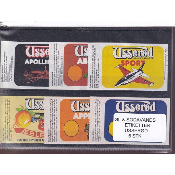 �l og Sodavands Etiketter - Usser�d - 6 Stk.