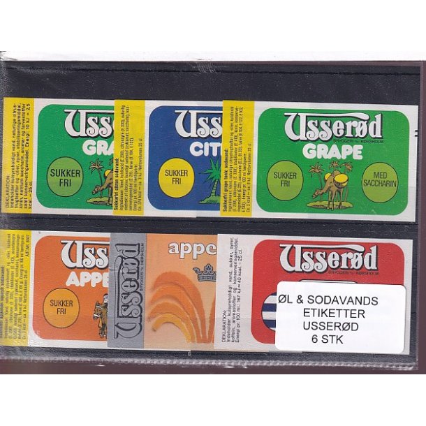 �l og Sodavands Etiketter - Usser�d - 6 Stk.