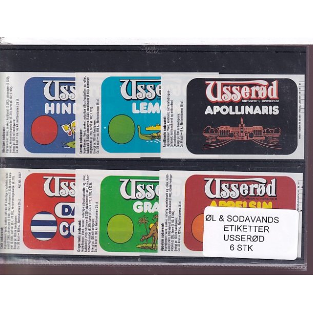 �l og Sodavands Etiketter - Usser�d - 6 Stk.