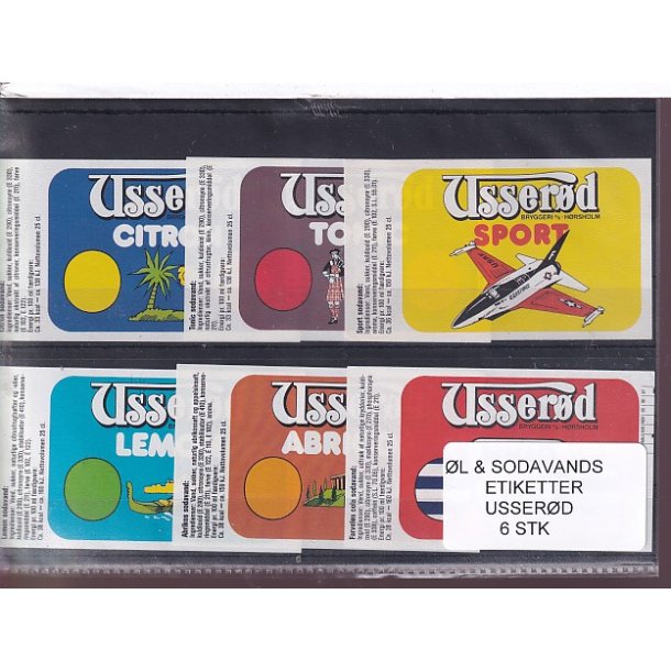 �l og Sodavands Etiketter - Usser�d - 6 Stk.