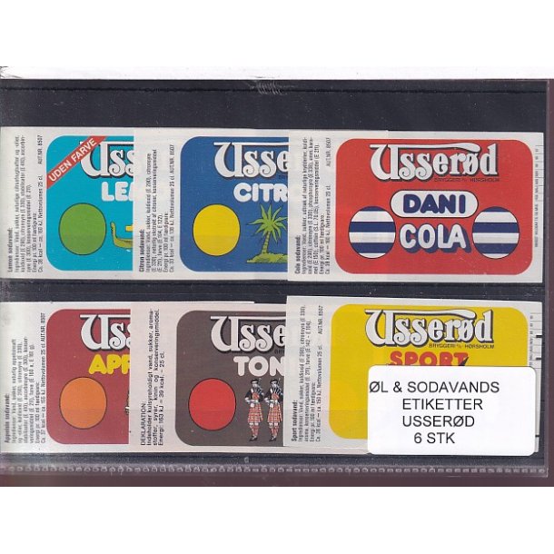 �l og Sodavands Etiketter - Usser�d - 6 Stk.