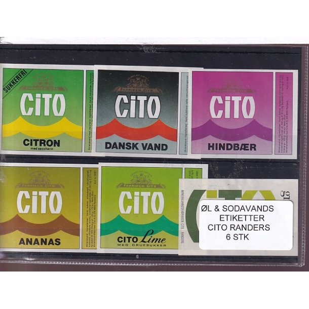 �l og Sodavands Etiketter - Cito Randers - 6 Stk.